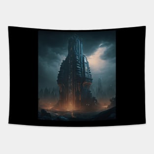 Futuristic sci-fi building Tapestry