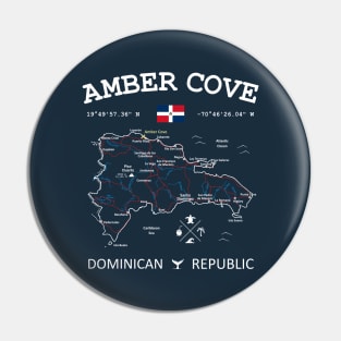 Dominican Republic Flag Travel Map Amber Cove Coordinates Roads Rivers and Oceans White Pin