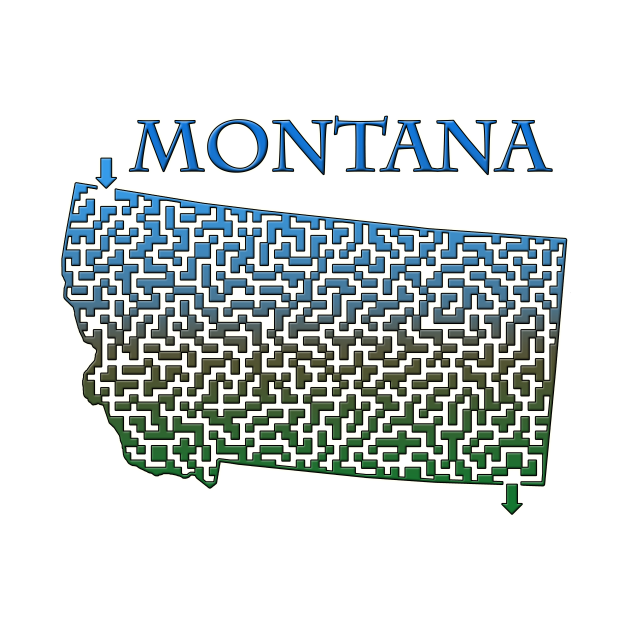 Discover State of Montana Colorful Maze - Montana - T-Shirt