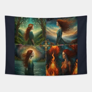 The Elements - Earth, Air, Water, Fire. Tapestry