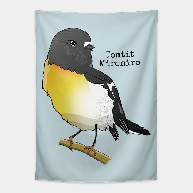 Tomtit Miromiro Tapestry by mailboxdisco