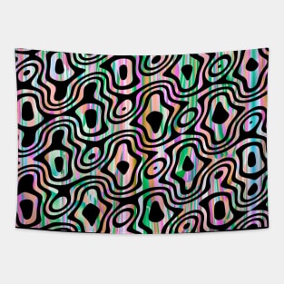 Green and Pink Abstract Ribbon Pattern Tapestry