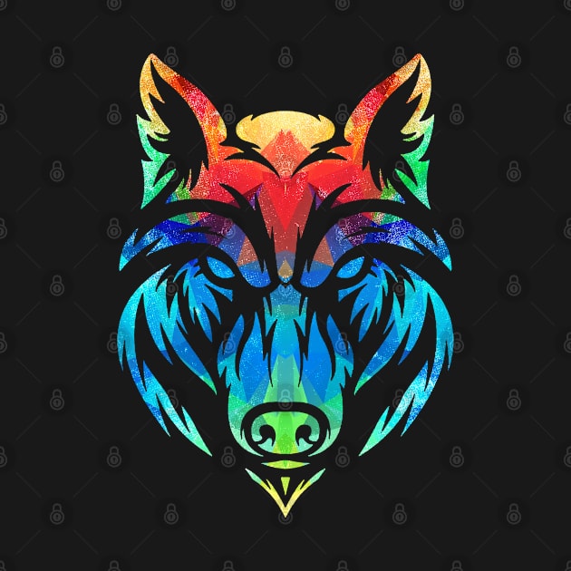 Colorful Wolf Head by Mila46
