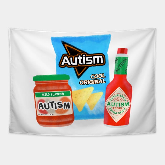 Spicy Autism Tapestry by jadeboylan