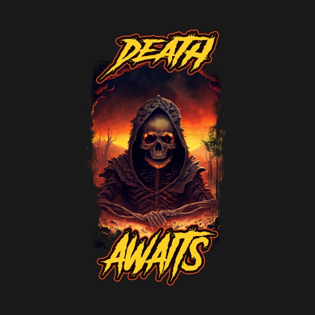 Death Awaits Grim Reaper Angel Of Death by Tip Top Tee's