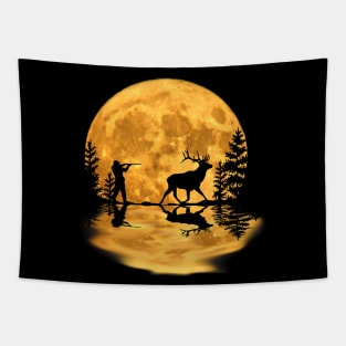 Deer hunter hunting season fast food full moon night sky Tapestry