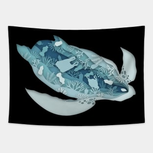 Save The Ocean Keep The Sea Plastic Free Sea Turtle Scene Tapestry