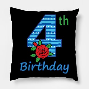 4th Floral - 4th Birthday - Flower - Floral - Birthday Party gift Pillow