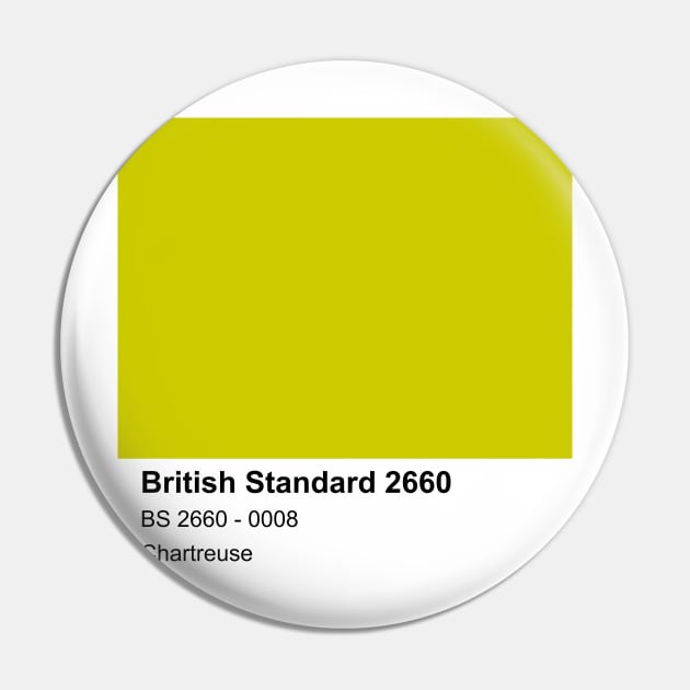 Chartreuse Green British Standard 0008 Colour Swatch Pin by mwcannon