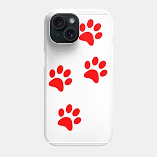 Red Pawprints on White Phone Case