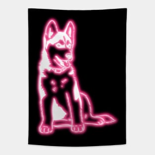 Neon Husky Puppy Tapestry