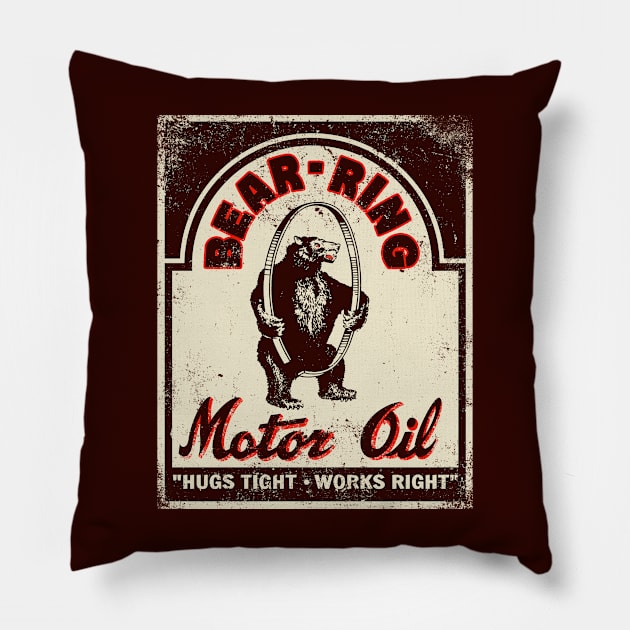 Vintage Bear-Ring Motor Oil Pillow by StudioPM71