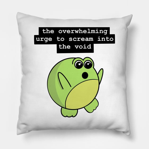 Overwhelmed Frog Pillow by 20 Sided Tees