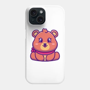 Cute baby bear sitting cartoon illustration Phone Case