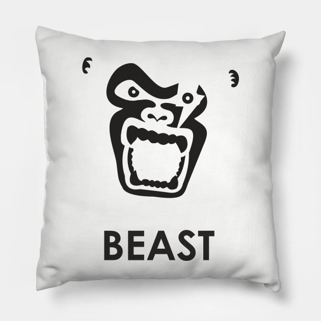 Black Gorilla Beast Pillow by XOOXOO