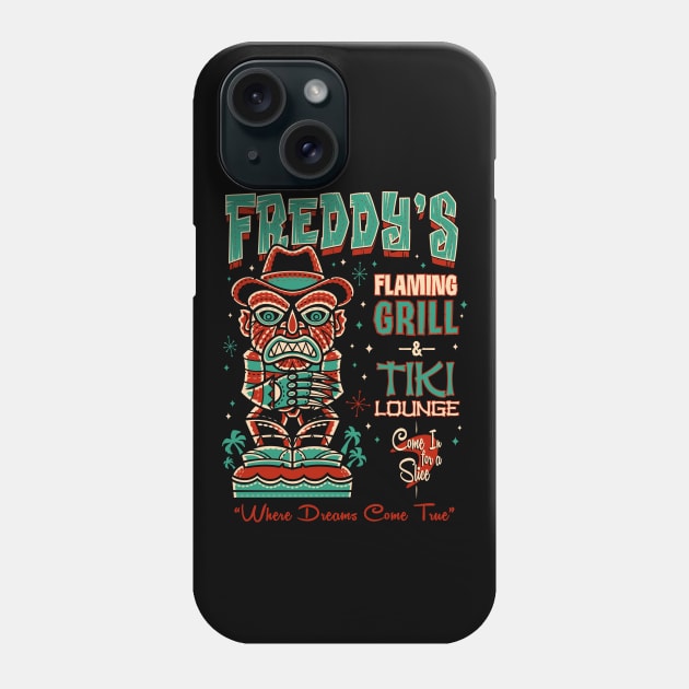 Freddy's Tiki Lounge - Creepy Cute Slasher - Hawaii Surf Vacation Phone Case by Nemons