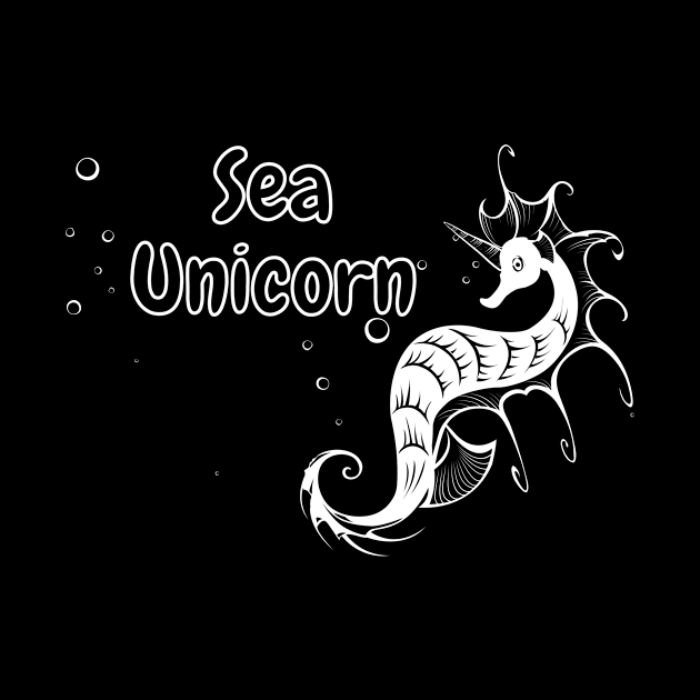 Sea Unicorn Comic Line Art Spaß Seepferdchen Tier by Maggini Art