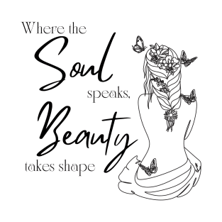 Soul Whispers - Minimalist Line Art Beauty Illustration T-Shirt