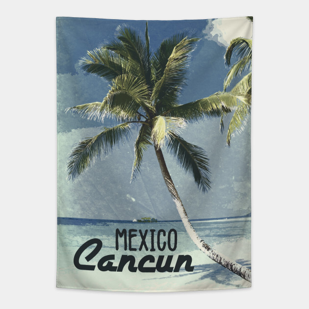 Cancun Mexico Vintage style poster - Mexico - Tapestry  TeePublic