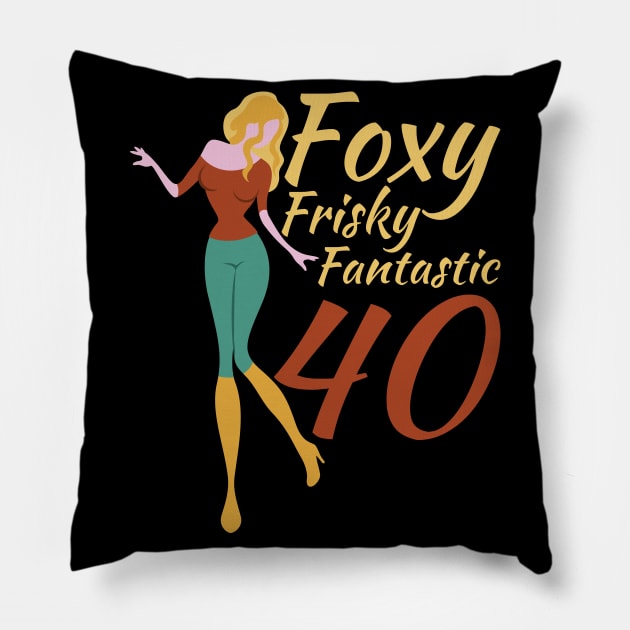 Foxy Frisky Fantastic 40 Pillow by OffTheDome