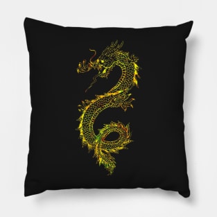 Neon Golden Dragon Pillow