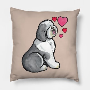 Old English Sheepdog love Pillow