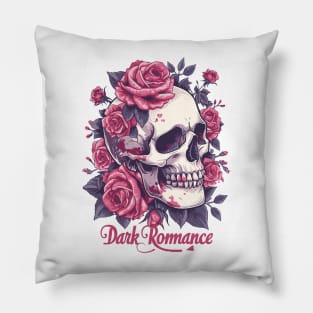 Dark Romance: Love Blooms with Skull and Roses Pillow