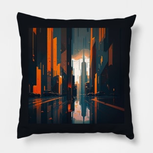 Future Cyber Cityscape Pillow