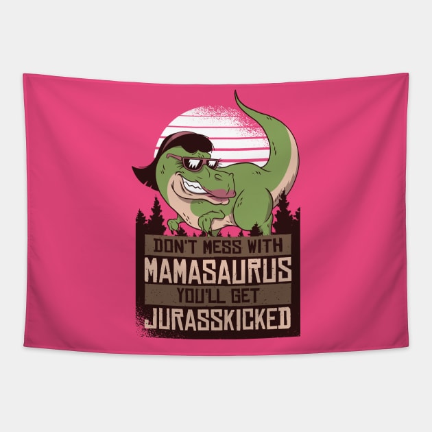 Mamasaurus Mom Dinosaur Tapestry by madeinchorley