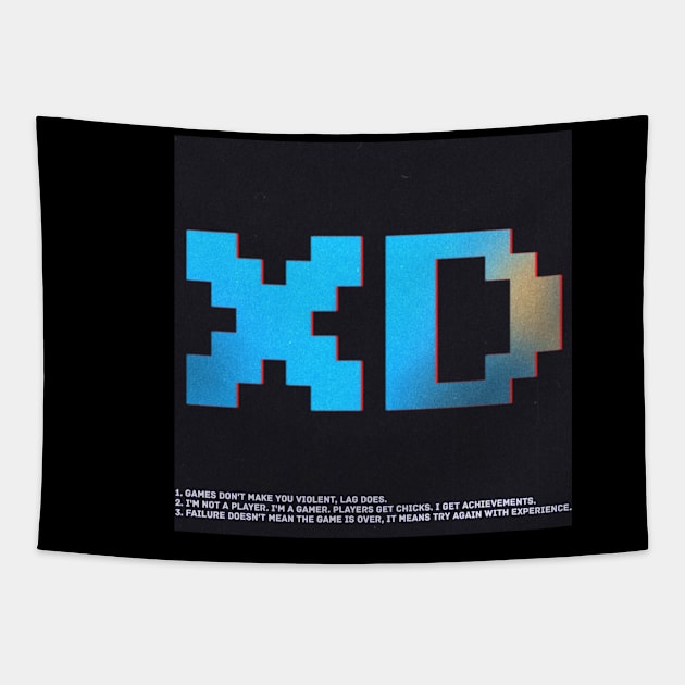 XD blue retro funny Gamer's laugh Tapestry by Barotel34