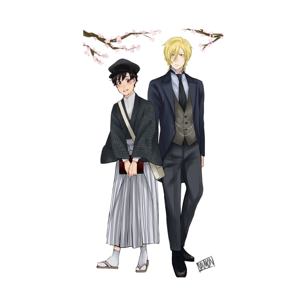 Ash and Eiji in Japan by MykaAndSalmon