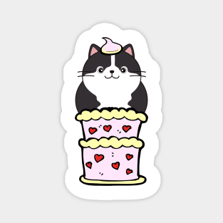 Funny fat cat jumping out of a cake Magnet