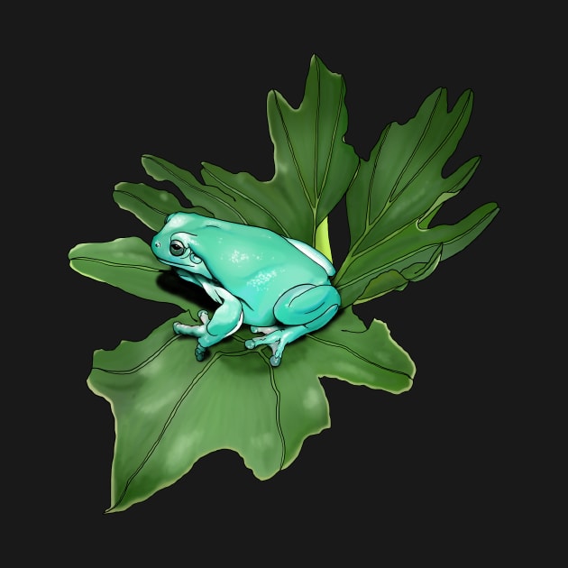 White's Treefrog on Philodendron Leaf by Tinker and Bone Studio