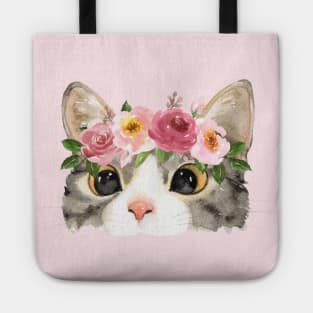 Sparkling Eyed Kitty Cat Princess Peeking Out Tote