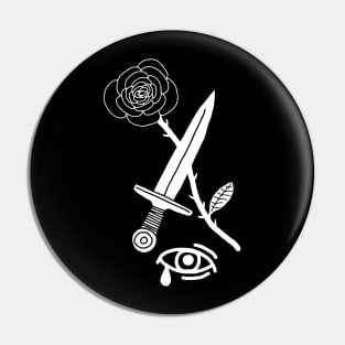 Rose, Dagger & Eye (White) Pin