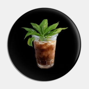 Ice Coffee Leaf Plant Art Vintage Retro Since Pin