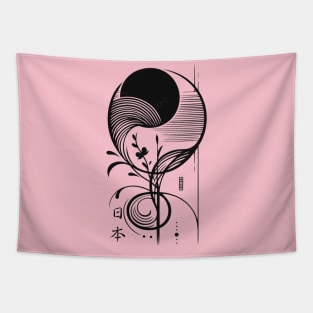 日本 Japan Inspired Black Work Nipon Tapestry