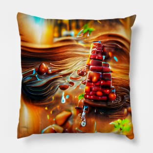 Brown Chocolate Lovers Illustration Art Pillow