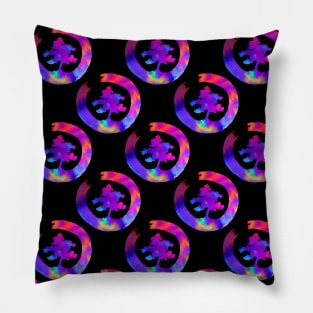 Rainbow Enso Bonsai Circles Pattern Pillow