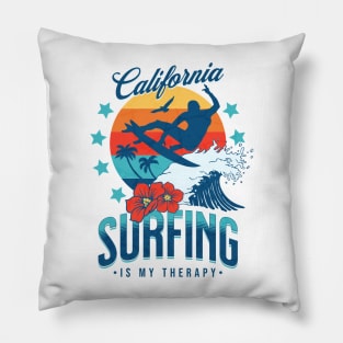 Surfing is my Therapy - Vintage Surf Pillow