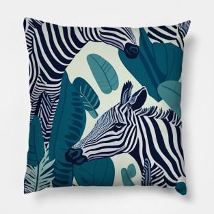 Modern Savanna Zebra Zoo Animals  Illustration Pillow