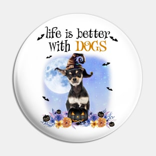 Chihuahua Witch Hat Life Is Better With Dogs Halloween Pin