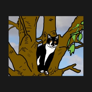 Cute Tuxedo Cat sitting in the tree  Copyright TeAnne T-Shirt