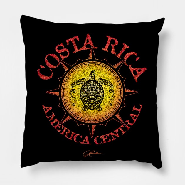 Costa Rica, Sea Turtle in Compass Rose Pillow by jcombs