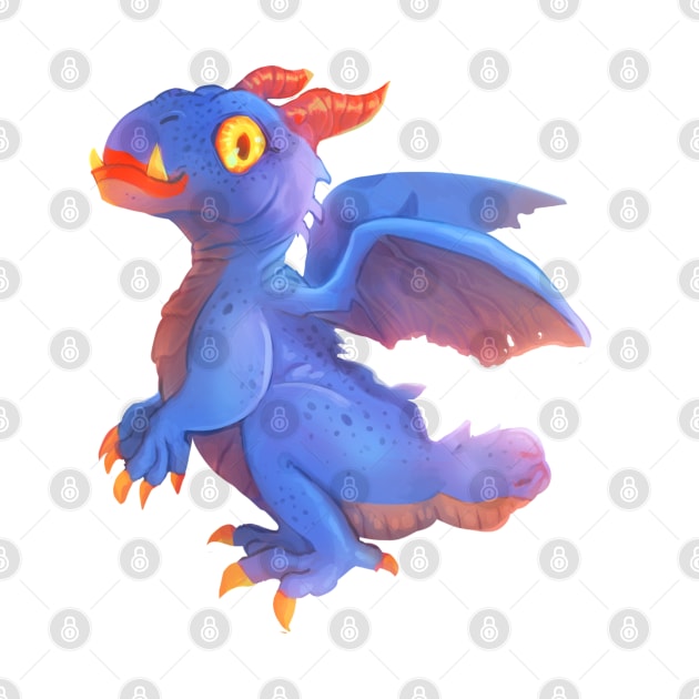 Blue tailless small dragon by KO-of-the-self