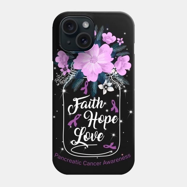 Faith Hope Love  For Pancreatic Cancer Awareness Phone Case by Manonee