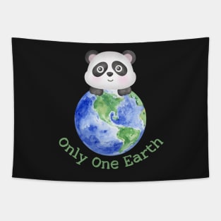 Cute Panda and Earth Save the Planet Tapestry