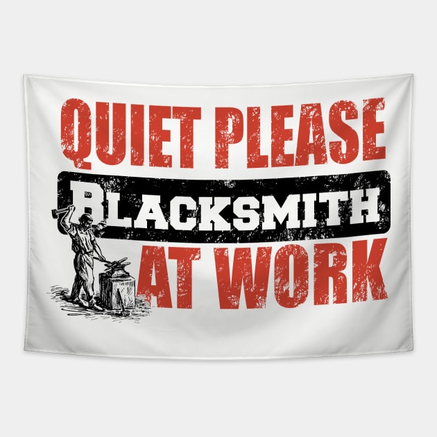 Quiet Please - Blacksmith At Work Tapestry by MarinasingerDesigns