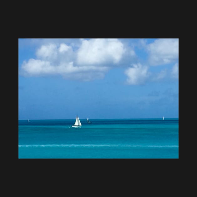 White Sailboat in Antigua by ephotocard