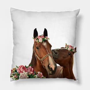 Flower crown horses Pillow